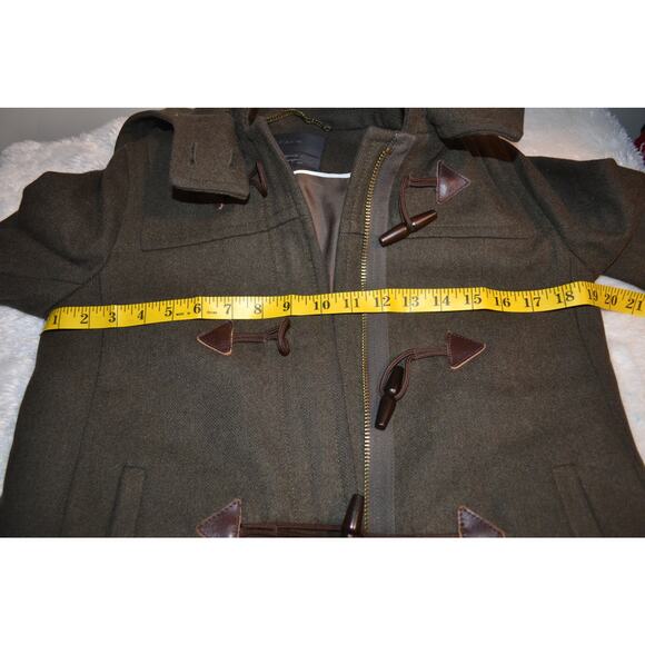 J Crew Olive Green Toggle Melton Wool Coat with Hood Size 2 - Picture 8 of 8